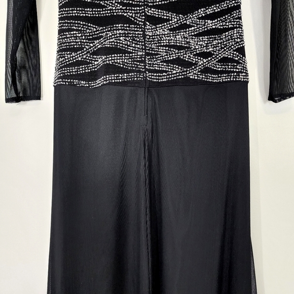 Tadashi LONG SHEER SLEEVE BEADED COCKTAIL FORMAL MAXI DRESS - Picture 10 of 16
